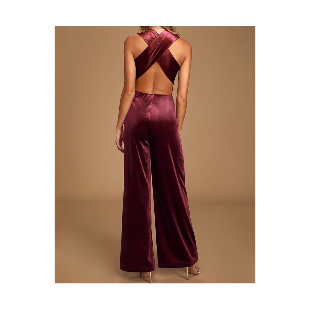 Lulus Plum Purple Velvet Backless Jumpsuit